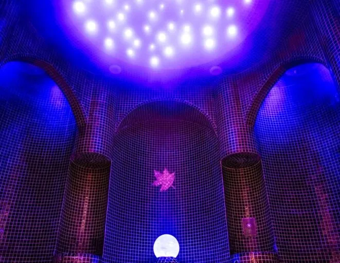 The star studded ceiling of the Rasul chamber at Revas Spa